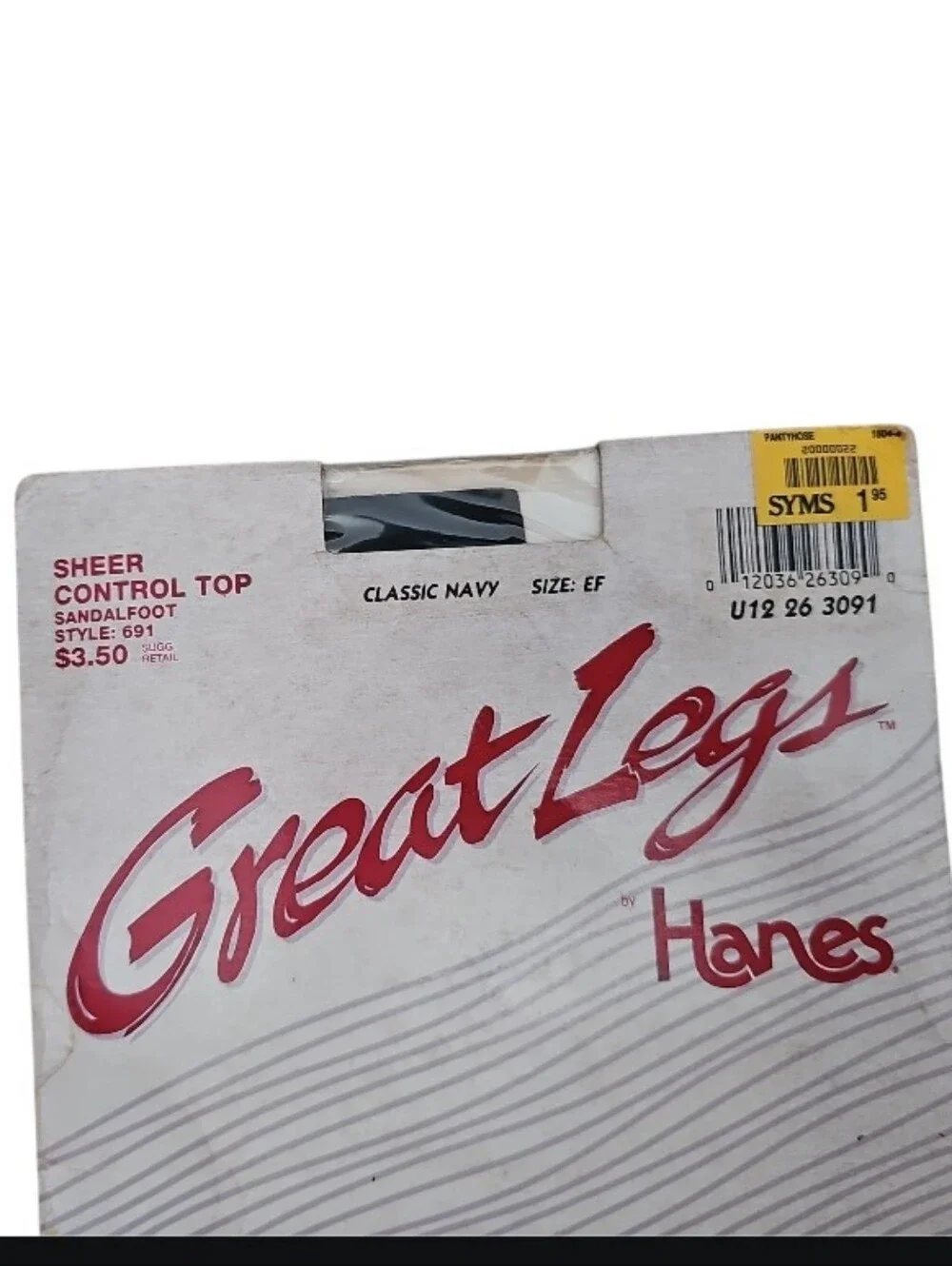 Vintage Hanes Great Legs Sheer Control Top Pantyhose Classic Navy NOS Hosiery